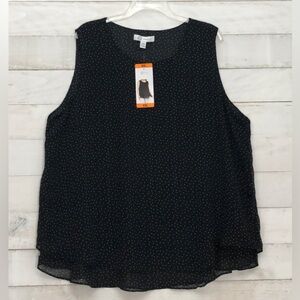 Cristina B Wm's Sleeveless Top • Sz XXL • Black with White Polka Dots • …